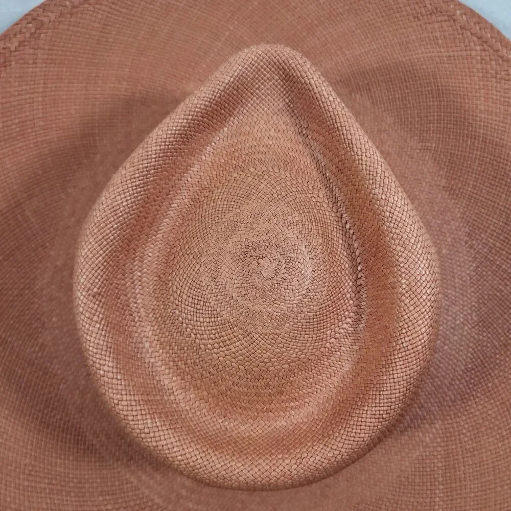 Cuyana Wide Brim Ecuador Hat Toquilla Straw Terracotta Panama Sun Hat Size 57 M